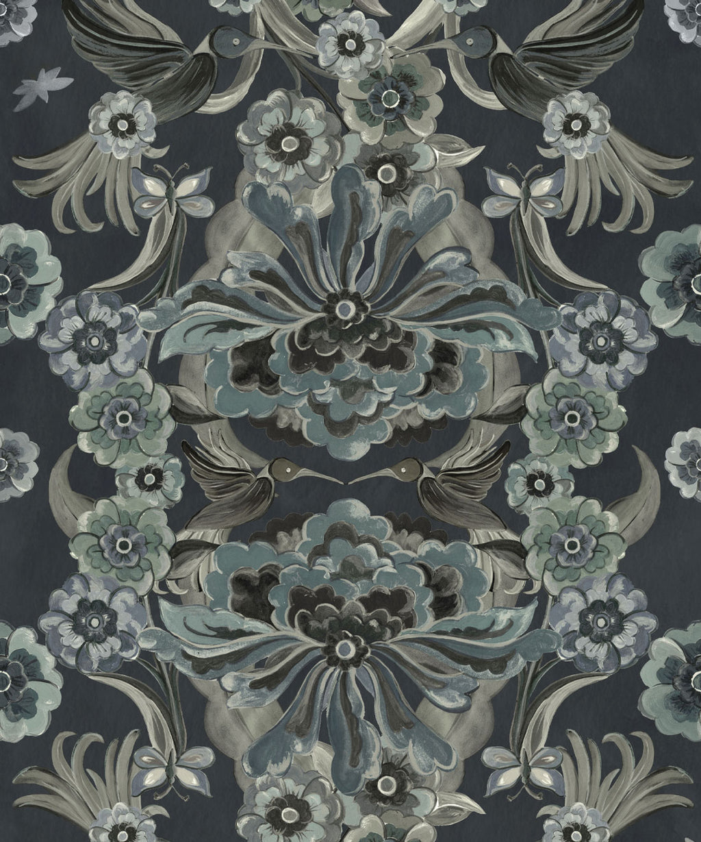 Hummingbird Garden Wallpaper, Midnight