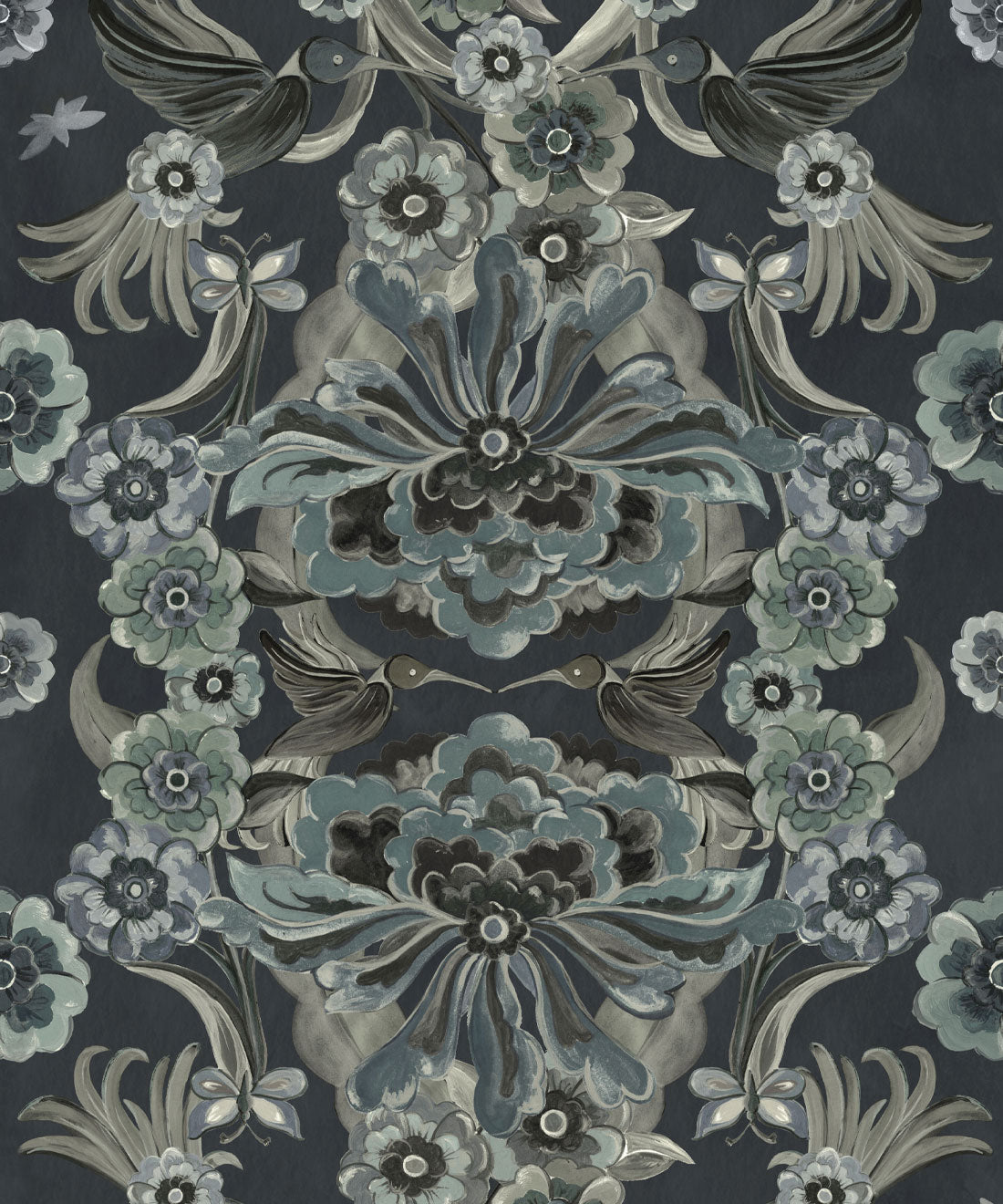 Hummingbird Garden Wallpaper, Midnight