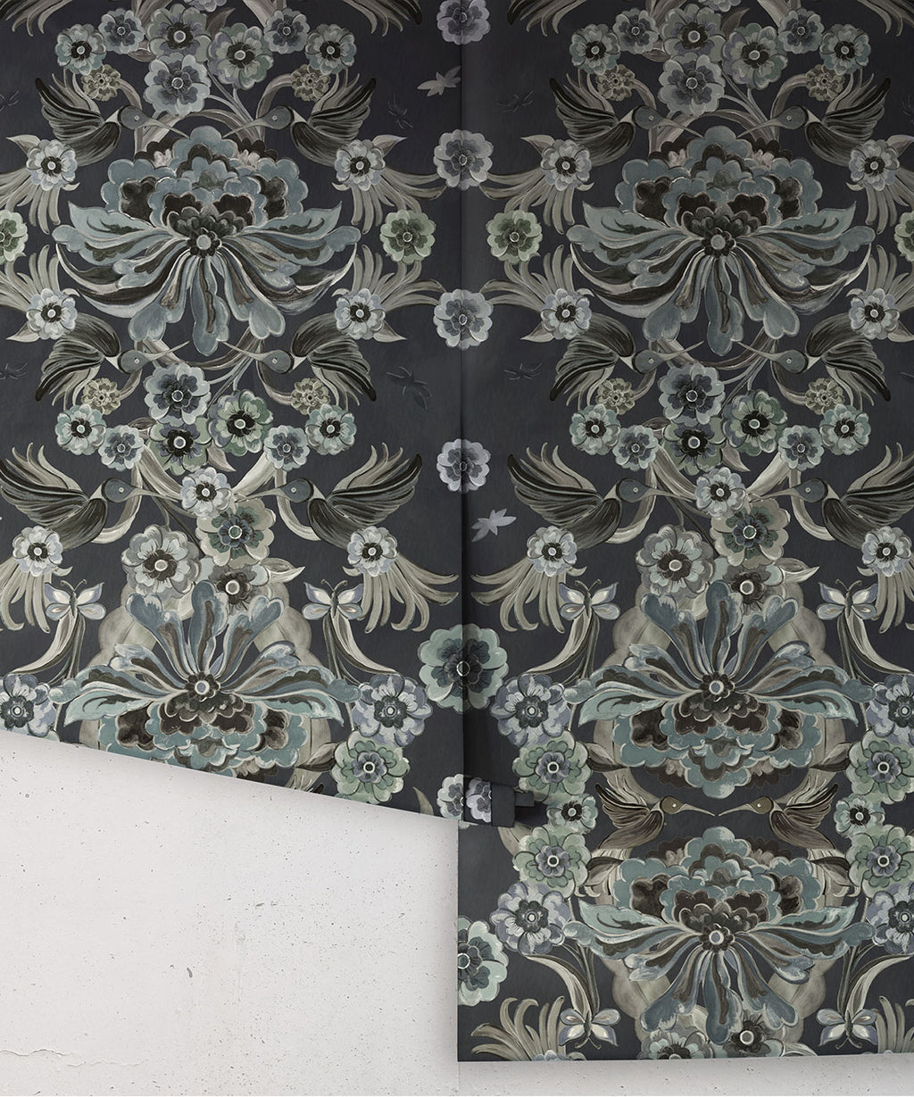 Hummingbird Garden Wallpaper, Midnight