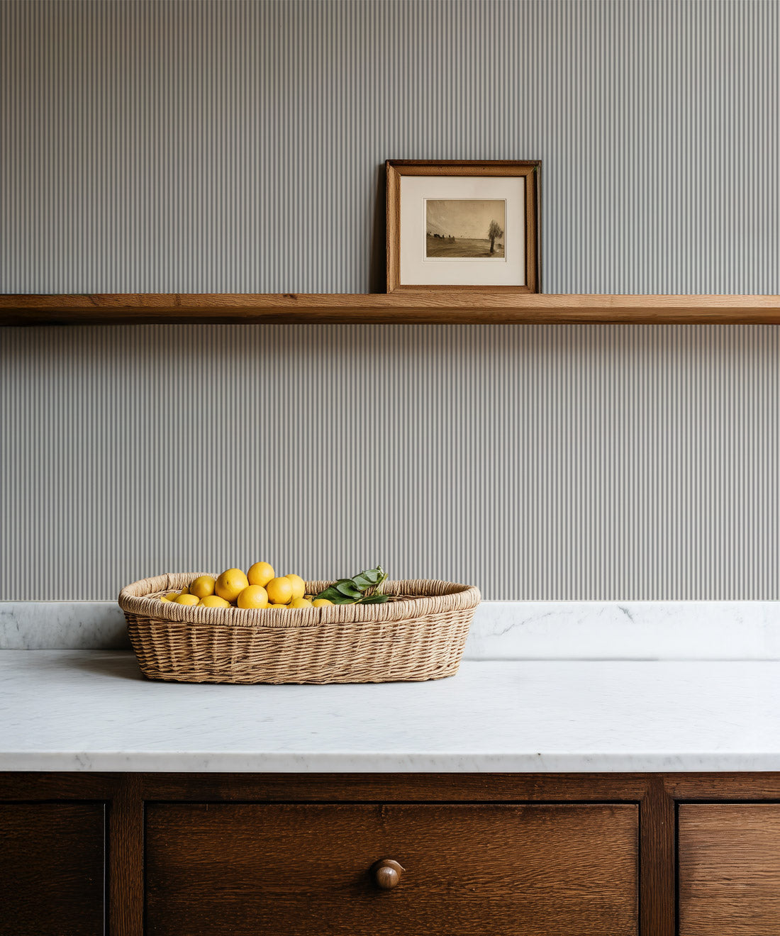 Ticking Stripe (Heritage Hall) Wallpaper, Cobblestone