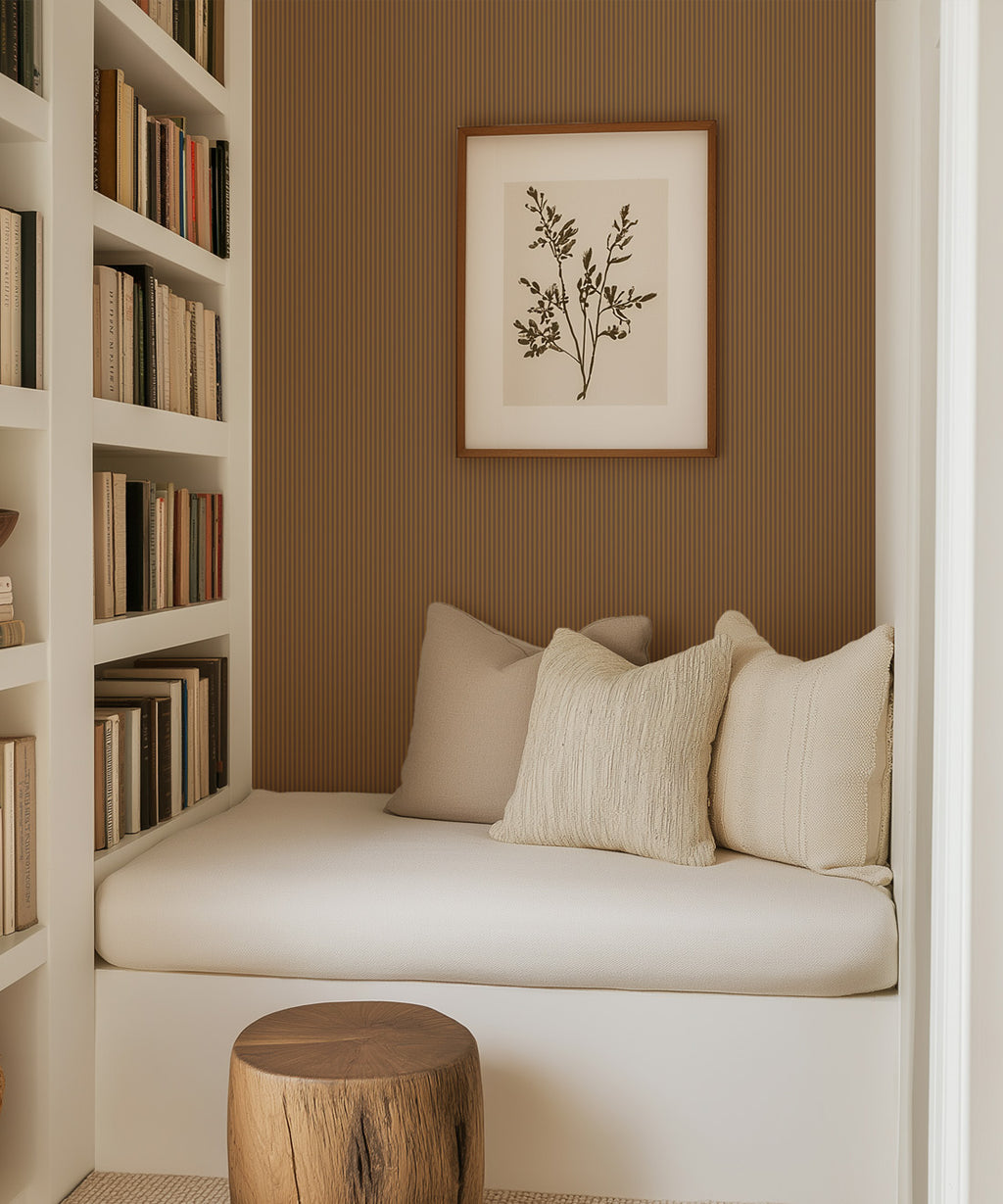 Ticking Stripe (Future Traditions) Wallpaper, Desert Marigold