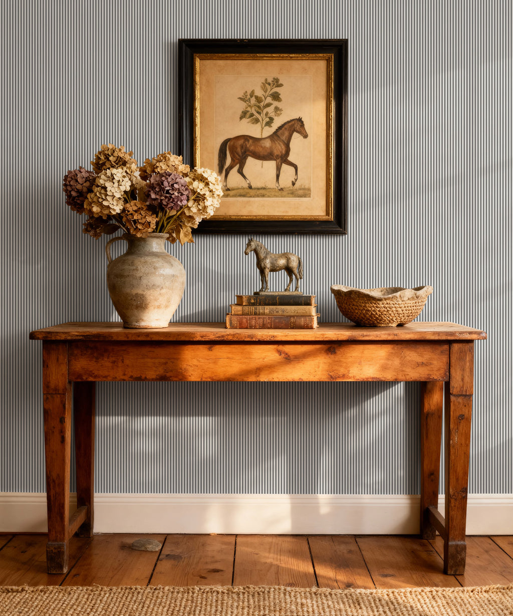 Ticking Stripe (Heritage Hall) Wallpaper, Estate Black