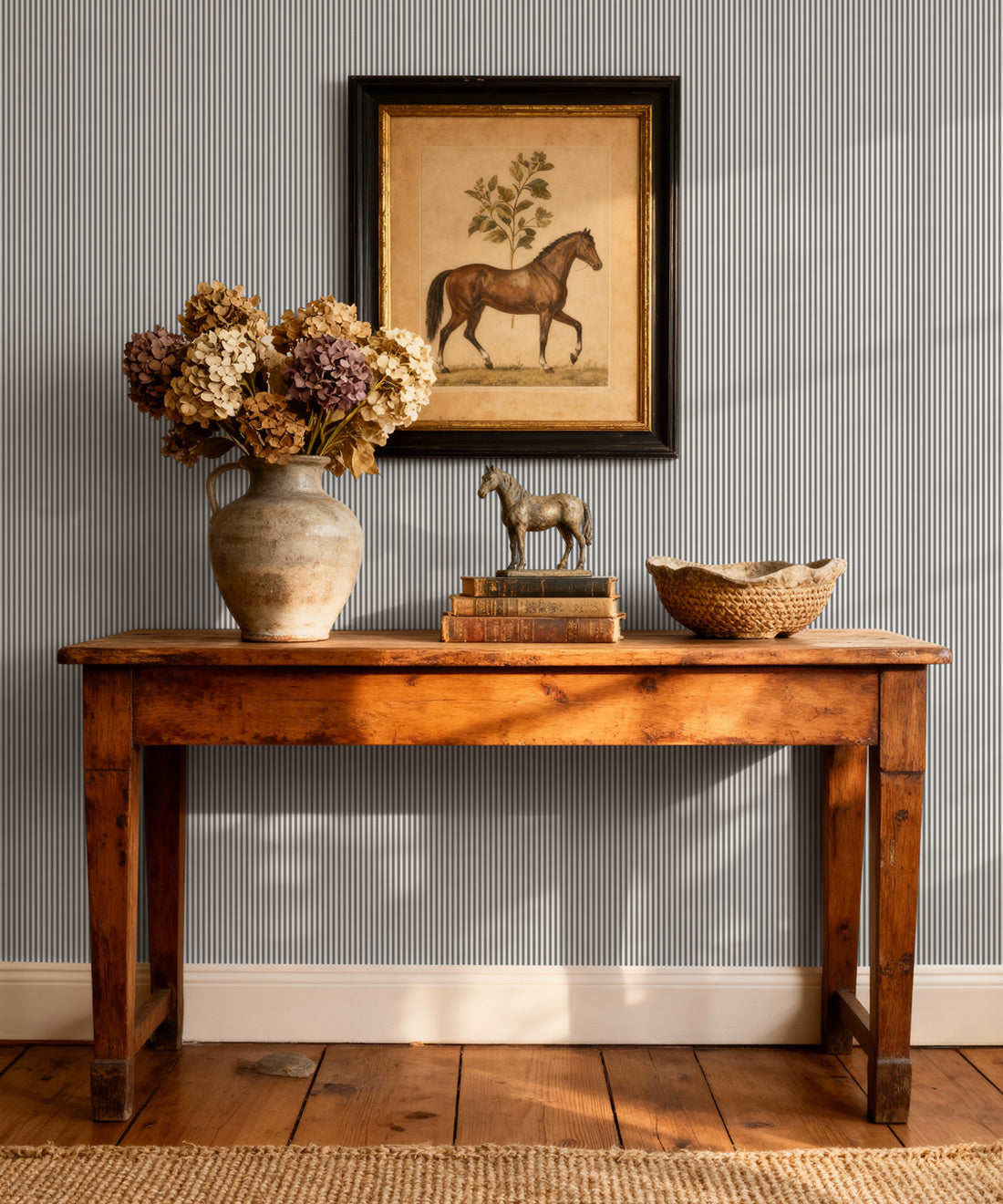 Ticking Stripe (Heritage Hall) Wallpaper, Estate Black