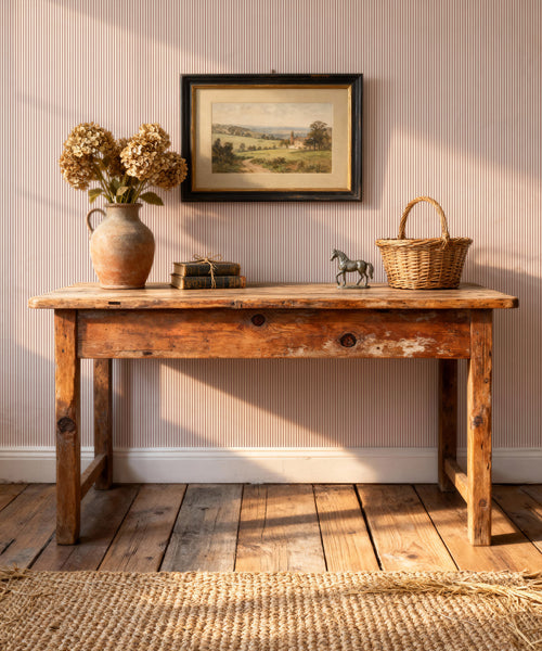Ticking Stripe (Heritage Hall) Wallpaper, Farmhouse Red