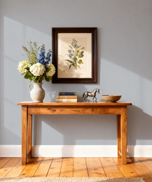 Ticking Stripe (Heritage Hall) Wallpaper, Harbour Navy
