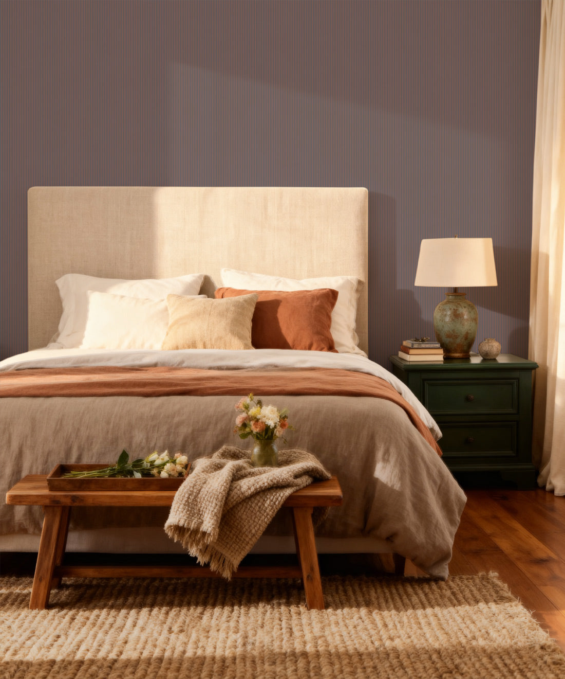 Ticking Stripe (Future Traditions) Wallpaper, Ironstone Clay
