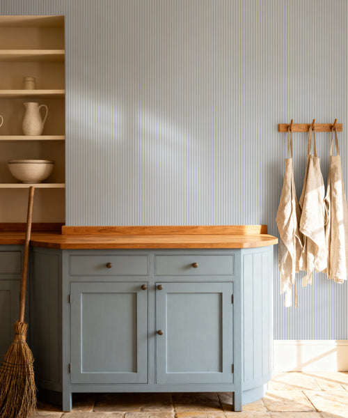 Ticking Stripe (Heritage Hall) Wallpaper, Provencal Blue