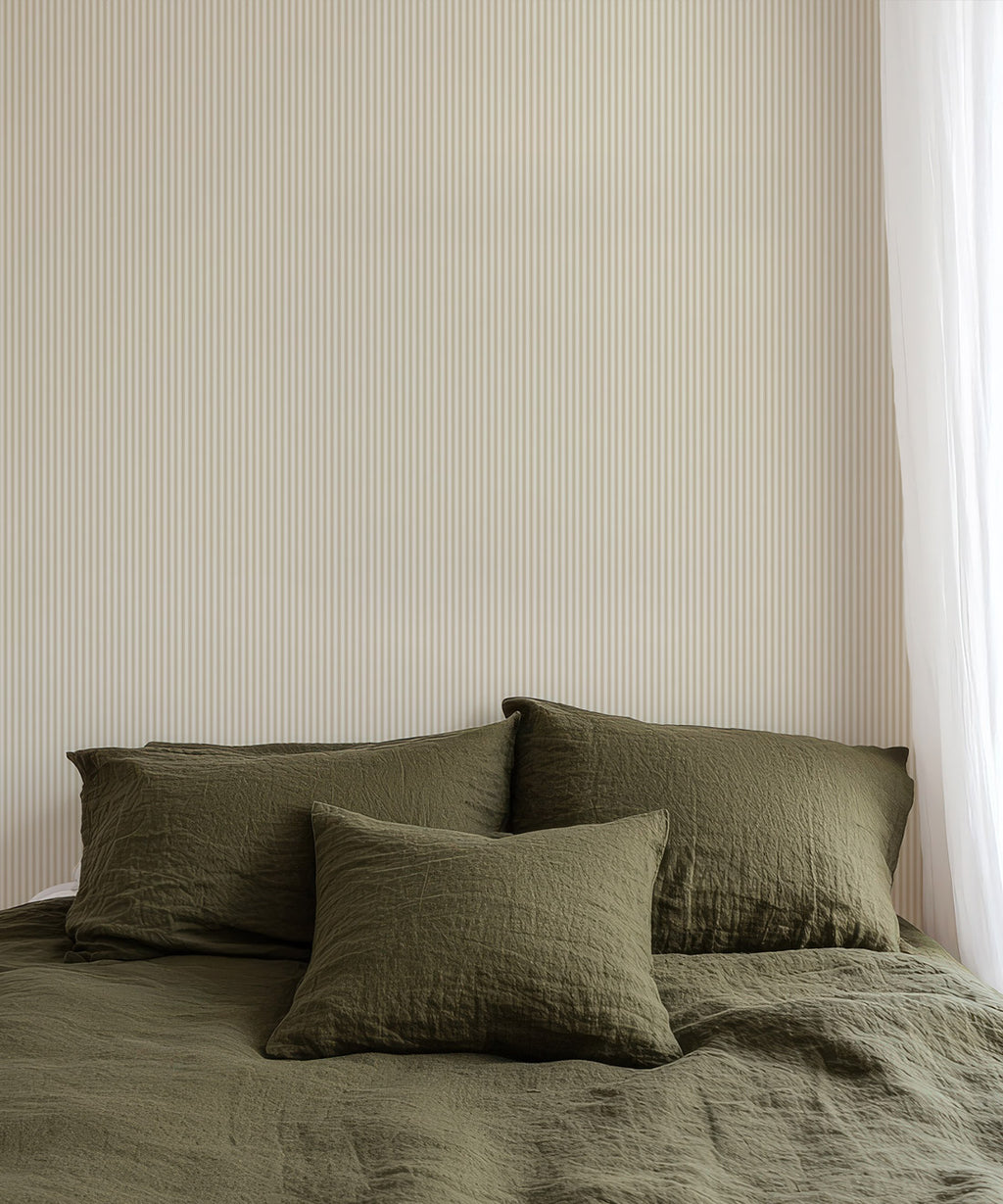 Ticking Stripe (Heritage Hall) Wallpaper, Sandstone