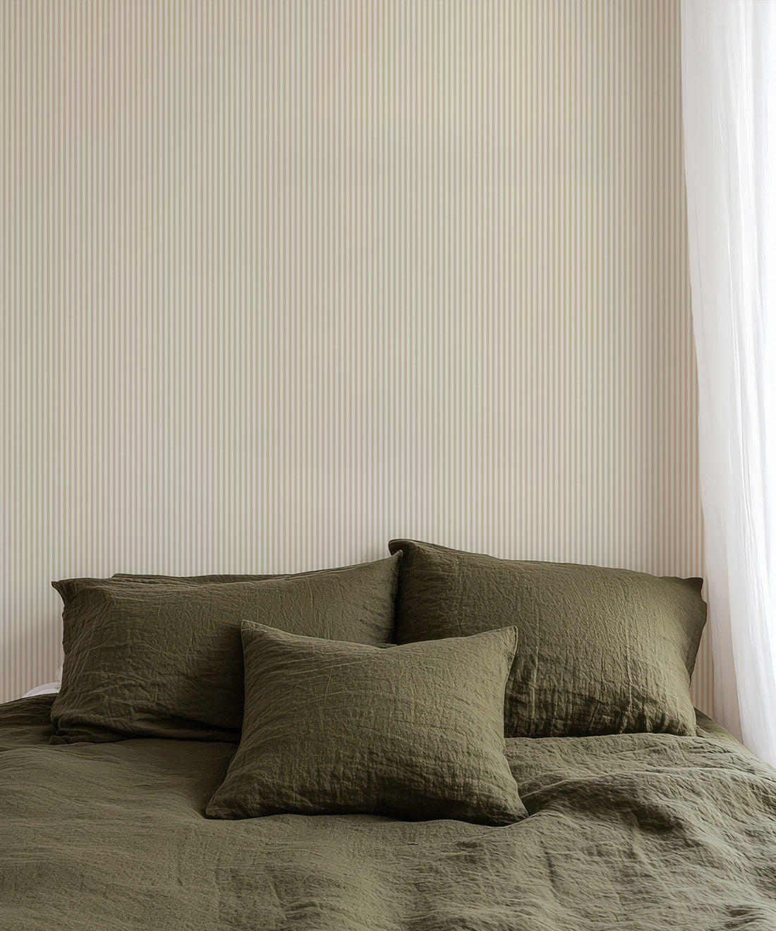 Ticking Stripe (Heritage Hall) Wallpaper, Sandstone