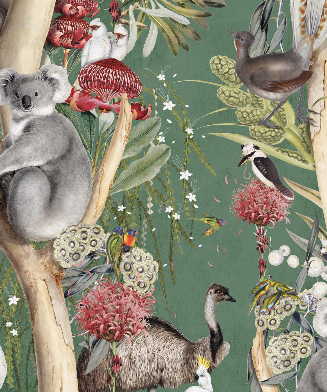 Dreamtime Wallpaper, Antique Green
