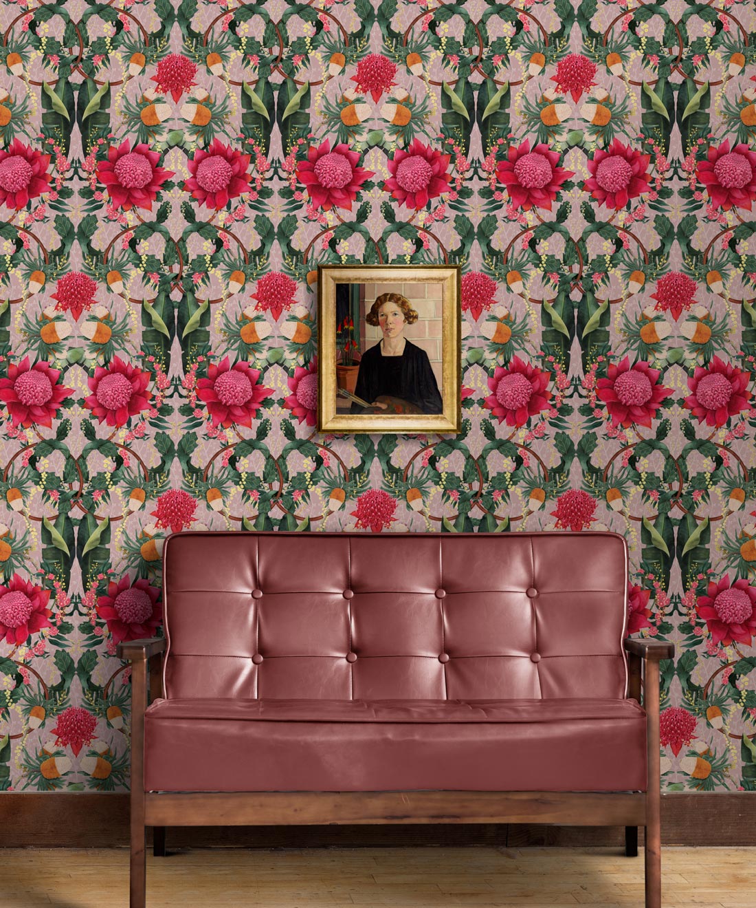 Waratah Medley Wallpaper, Coral