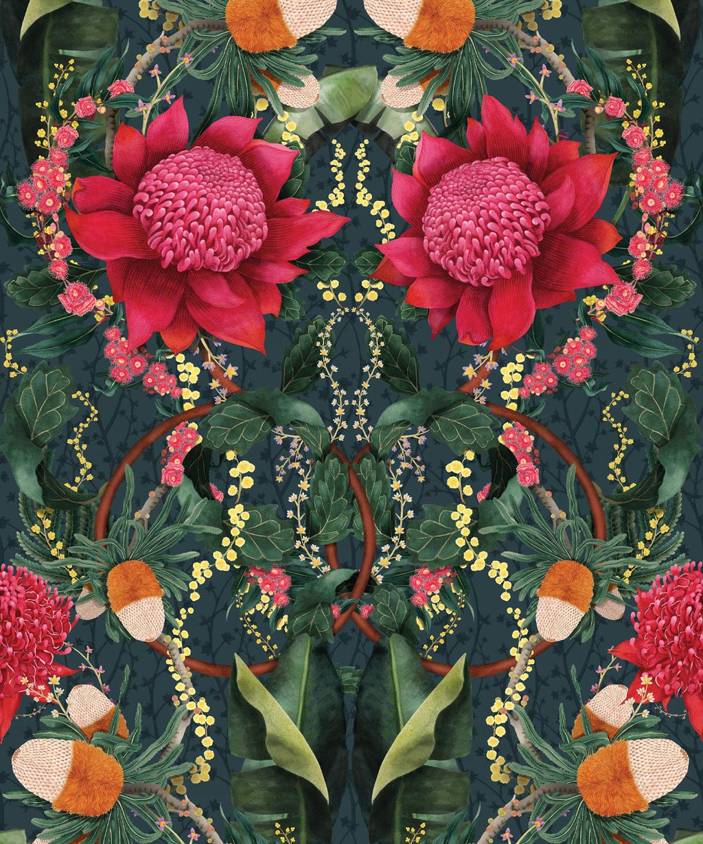 Waratah Medley Wallpaper, Marine