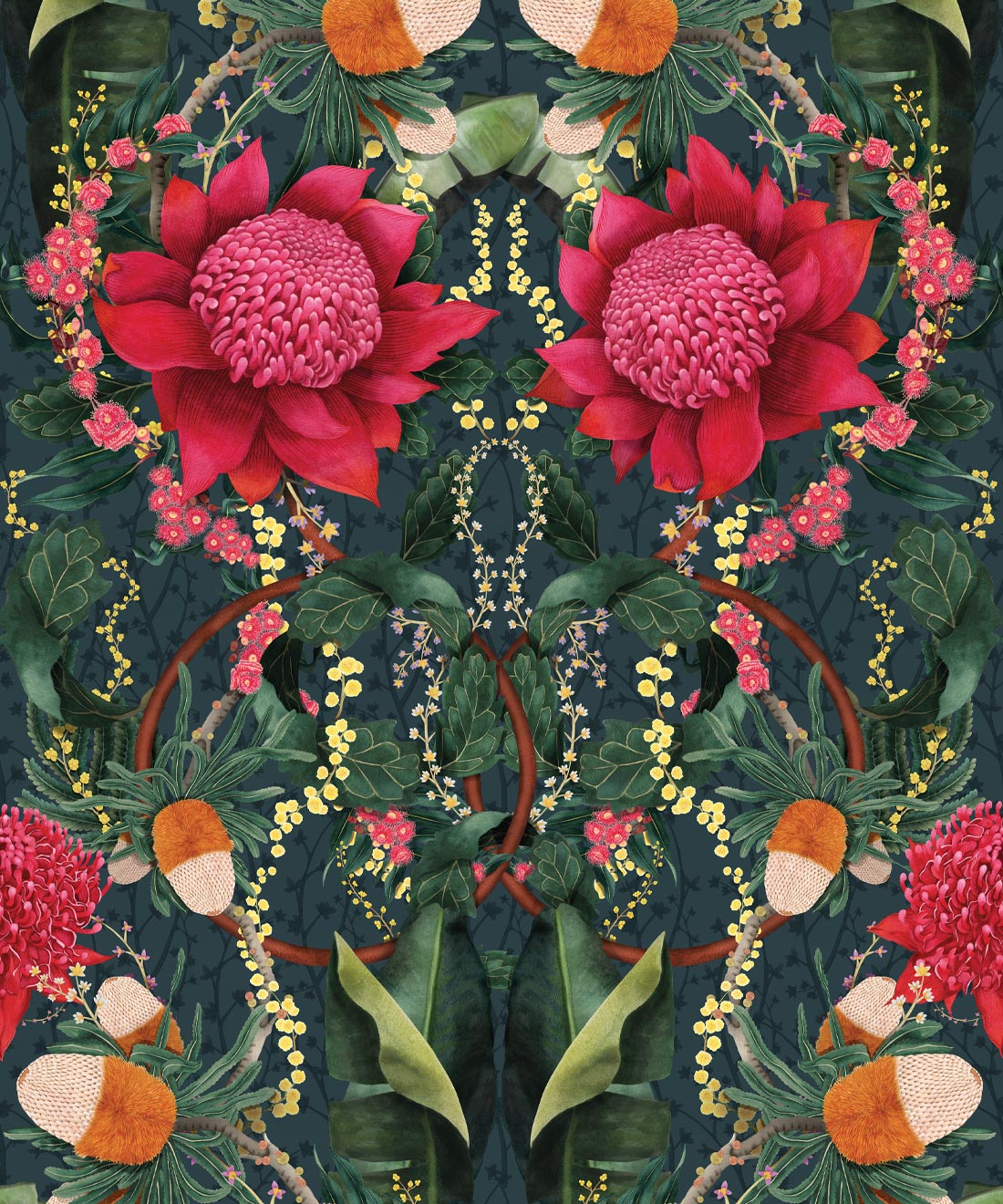 Waratah Medley Wallpaper, Marine