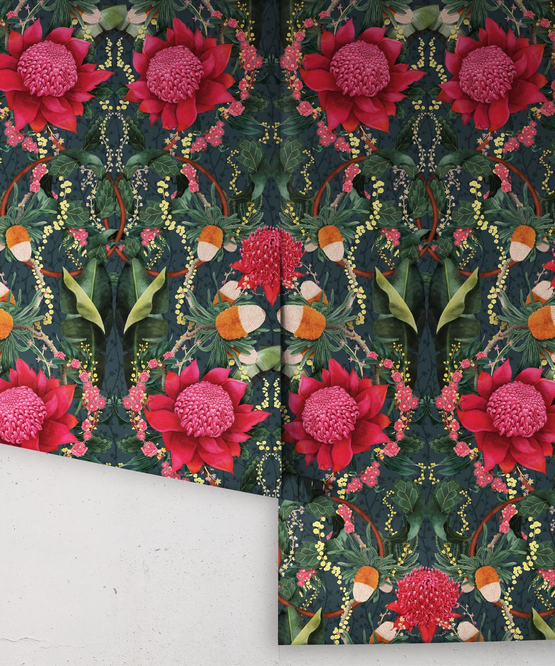 Waratah Medley Wallpaper, Marine