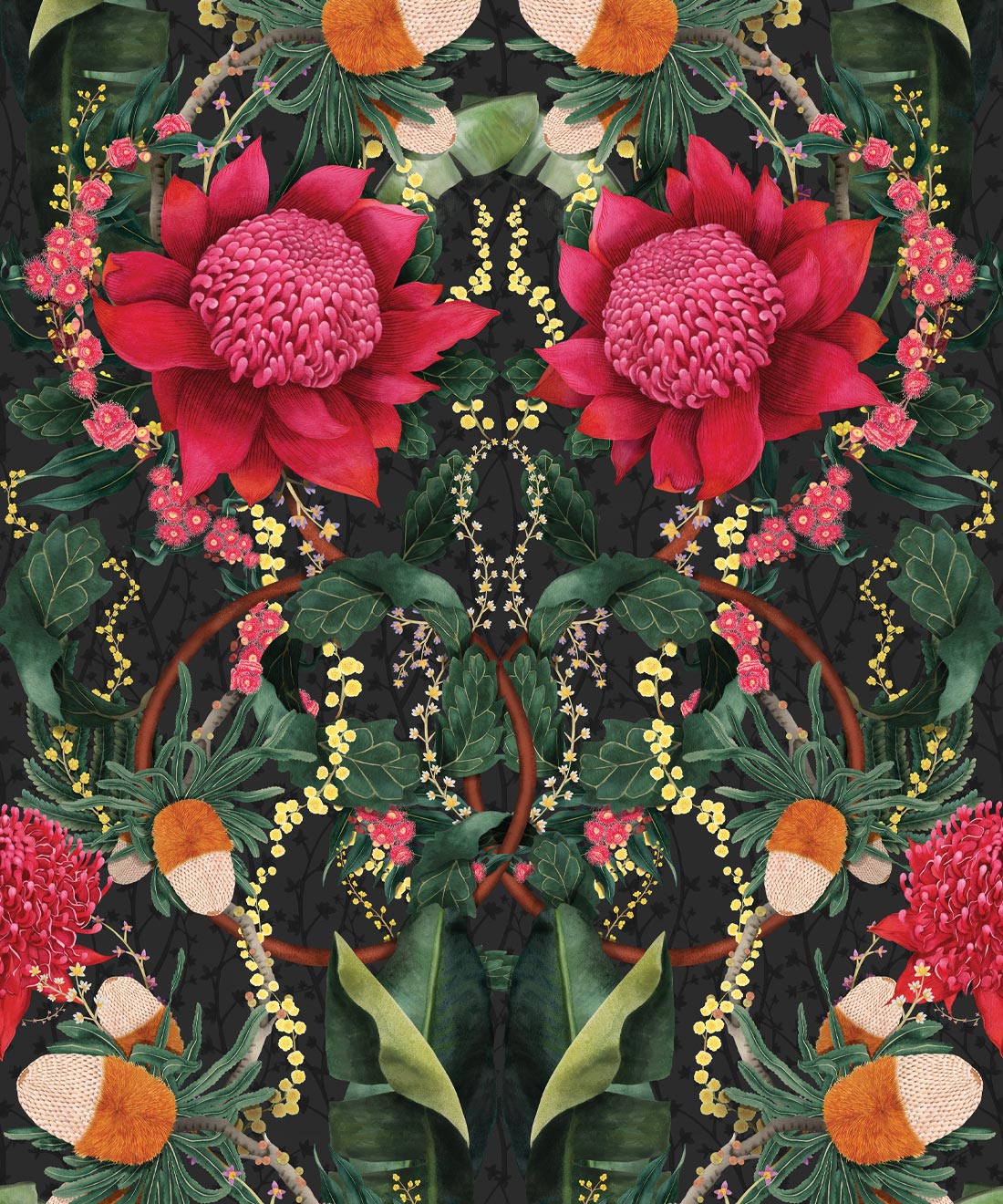 Waratah Medley Wallpaper, Night