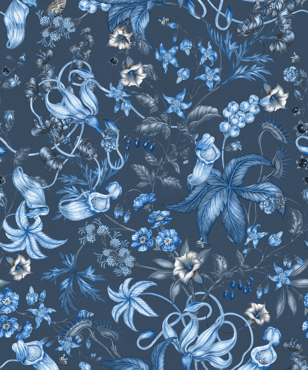Alnwick Wallpaper, Indigo Bloom