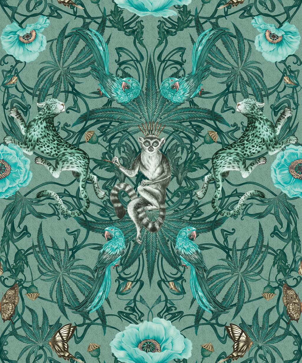 Green Magic Wallpaper, Botanical Blaze
