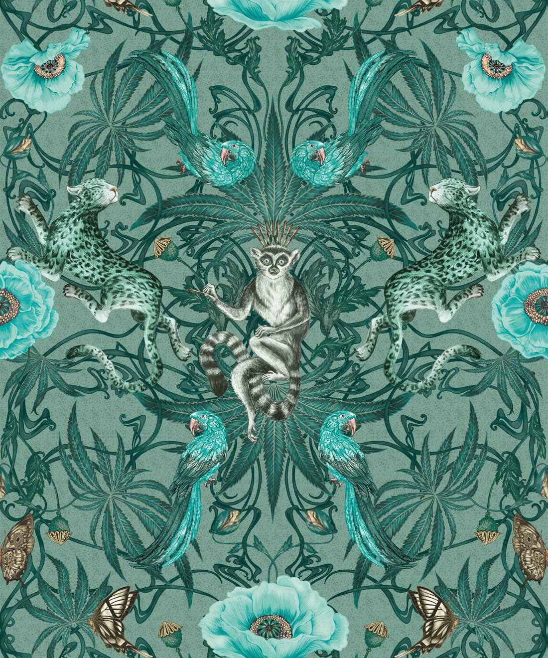 Green Magic Wallpaper, Botanical Blaze