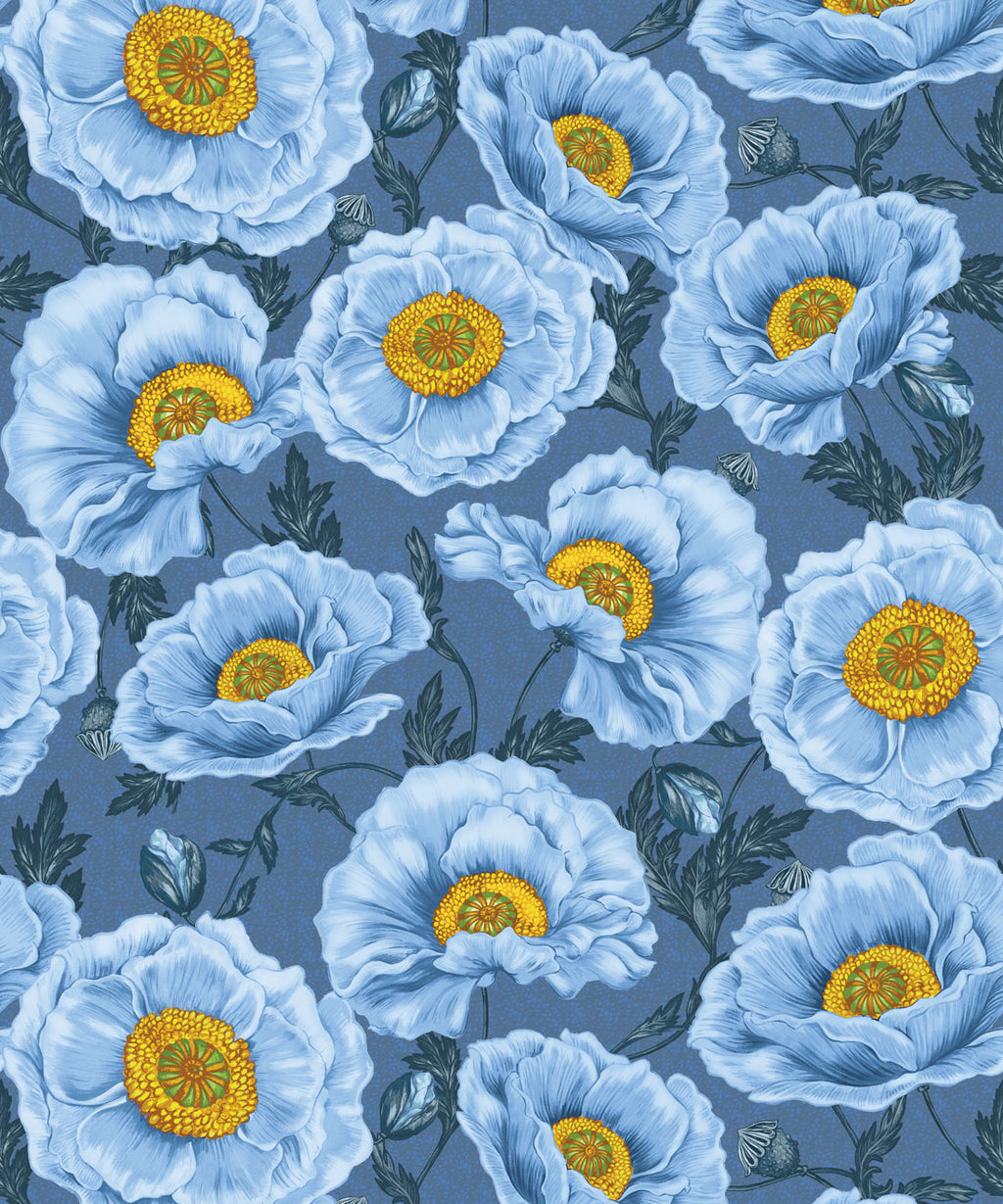 Papaver Wallpaper, Chalk Indigo