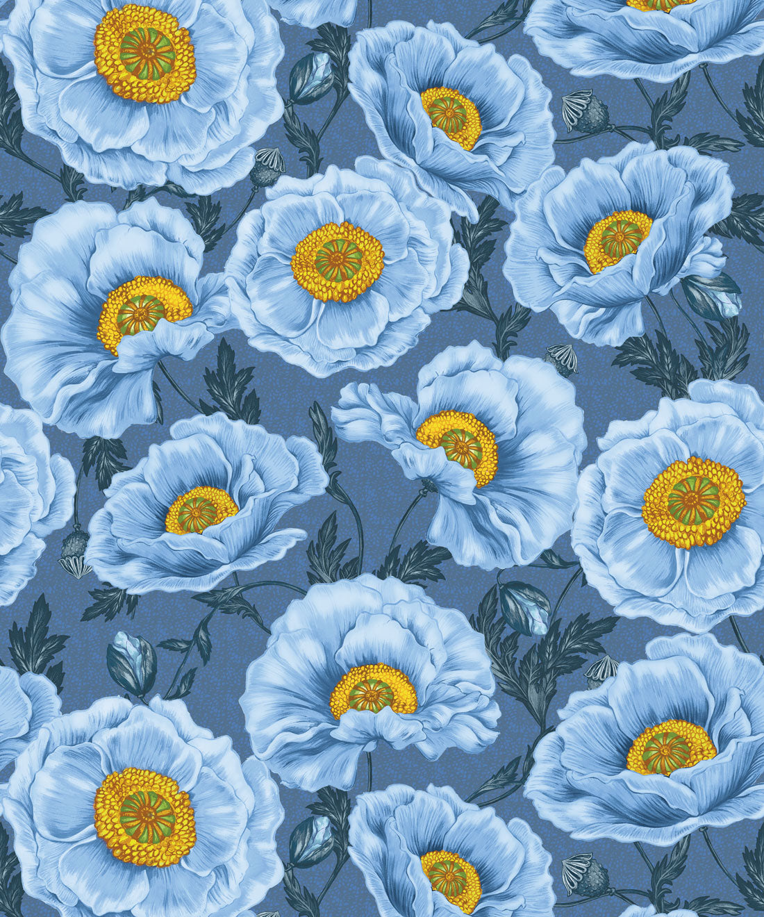 Papaver Wallpaper, Chalk Indigo