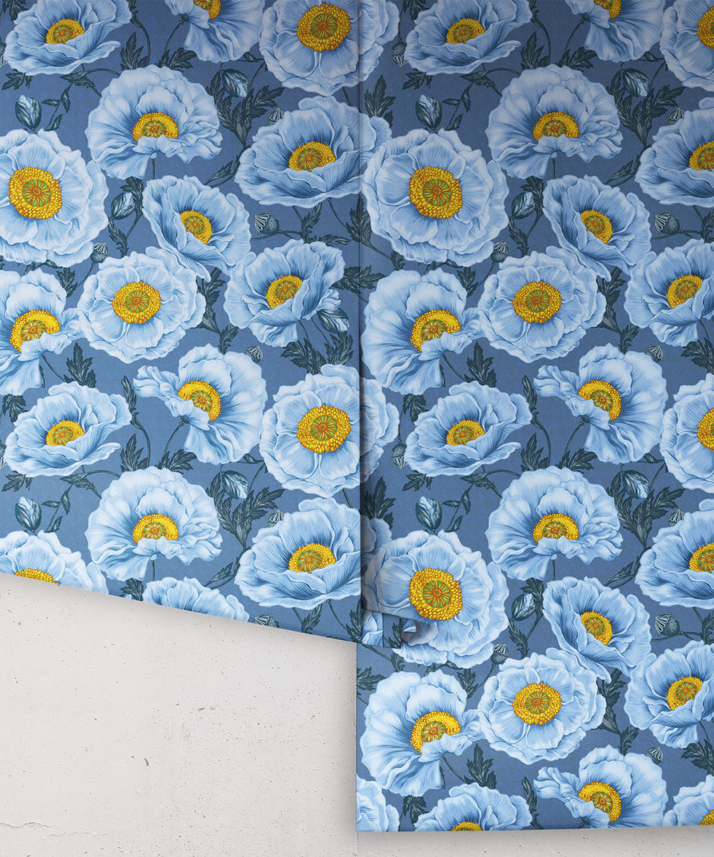 Papaver Wallpaper, Chalk Indigo