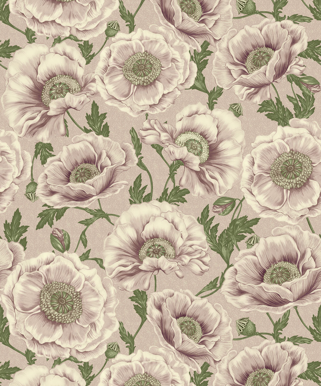 Papaver Wallpaper, Vintage Lilac