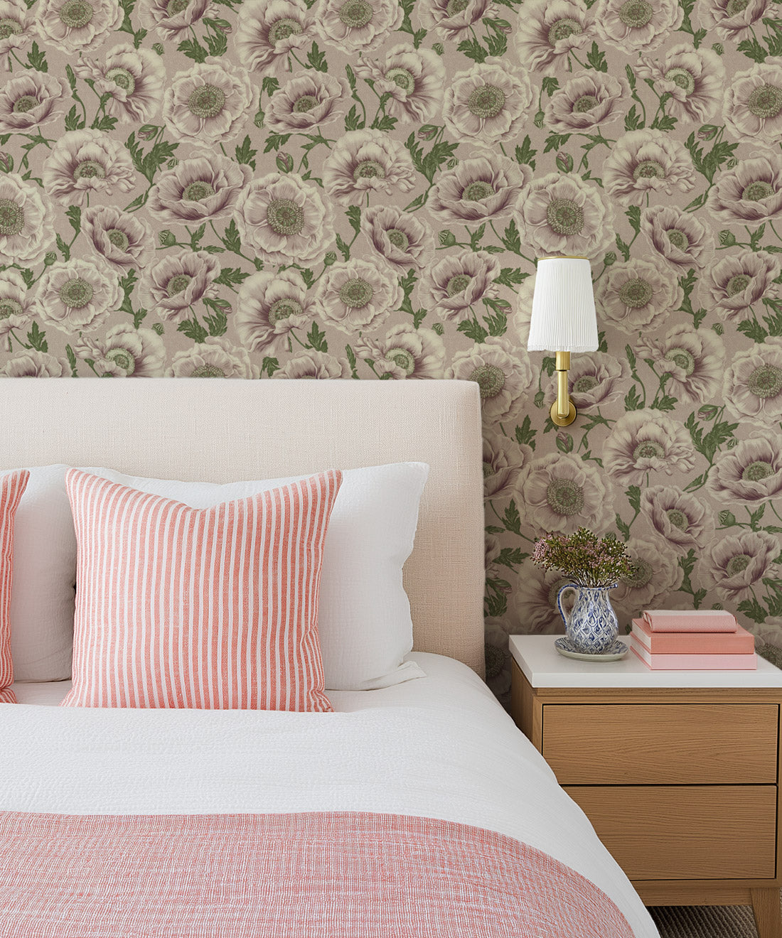 Papaver Wallpaper, Vintage Lilac
