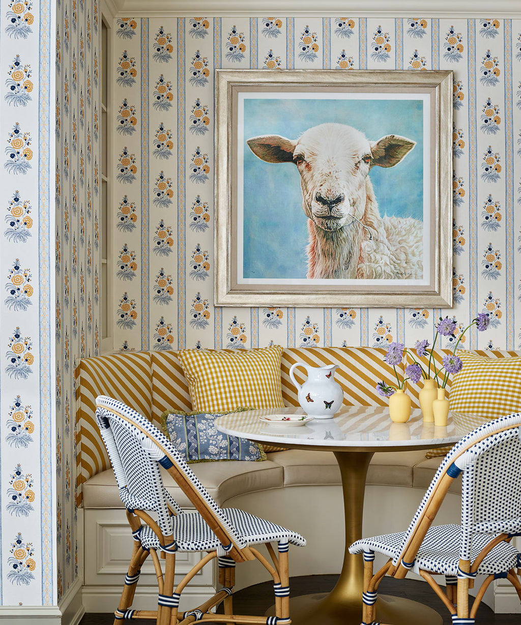 Salomone Wallpaper, Blue & Gold