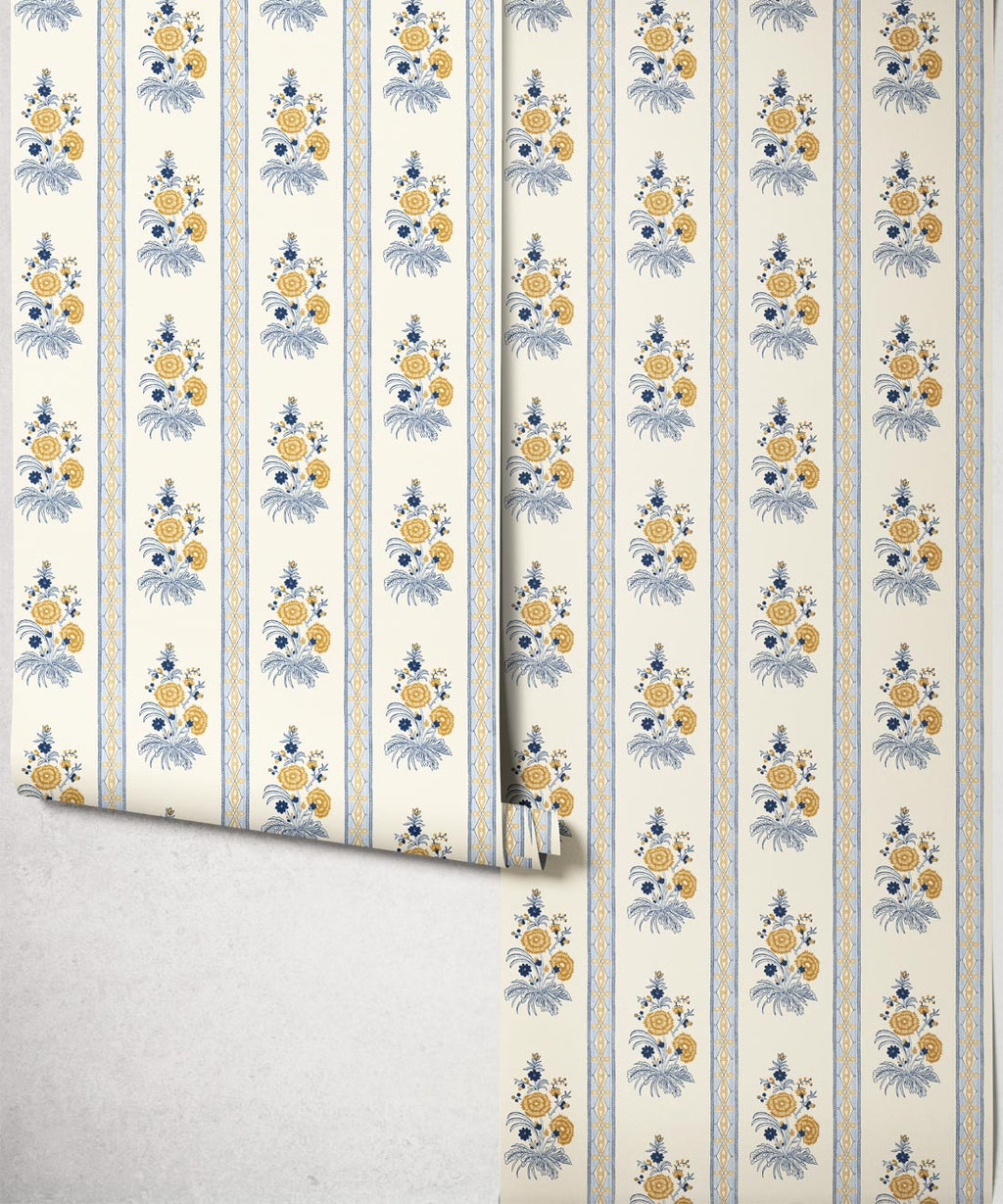 Salomone Wallpaper, Blue & Gold