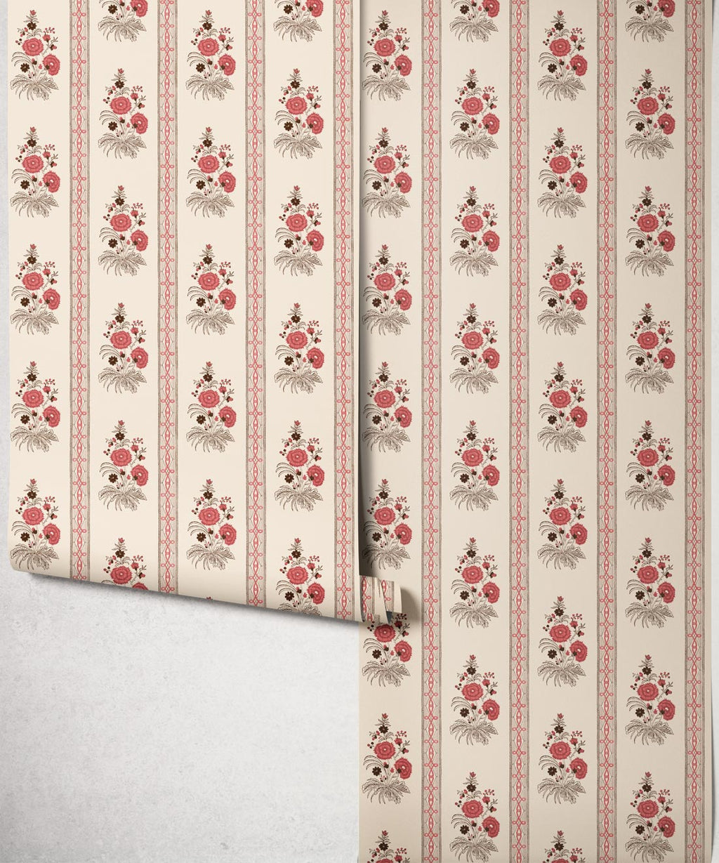 Salomone Wallpaper, Brown & Pink