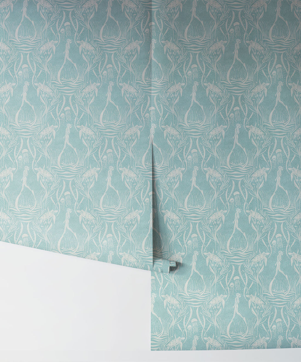 Deep Sea Wallpaper, Vintage Blue