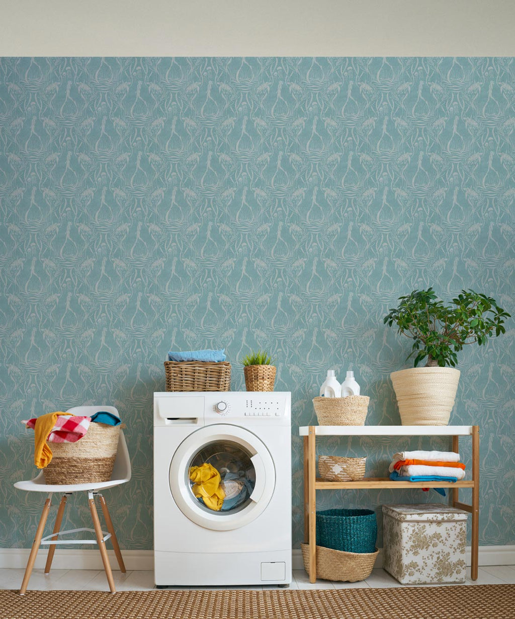 Deep Sea Wallpaper, Vintage Blue