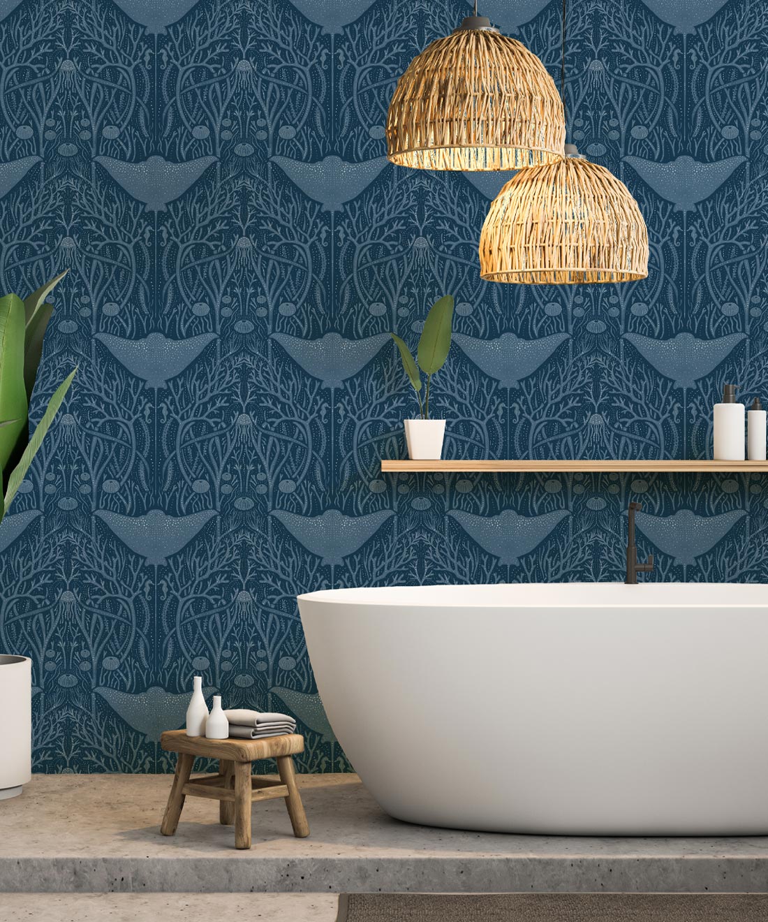 Manta Ray Wallpaper, Blue