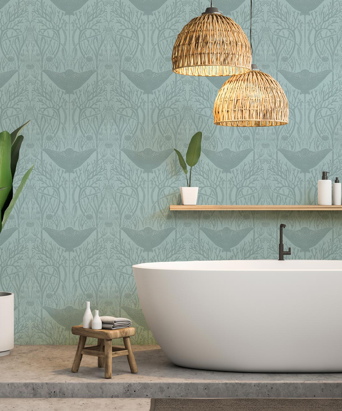Manta Ray Wallpaper, Eggshell
