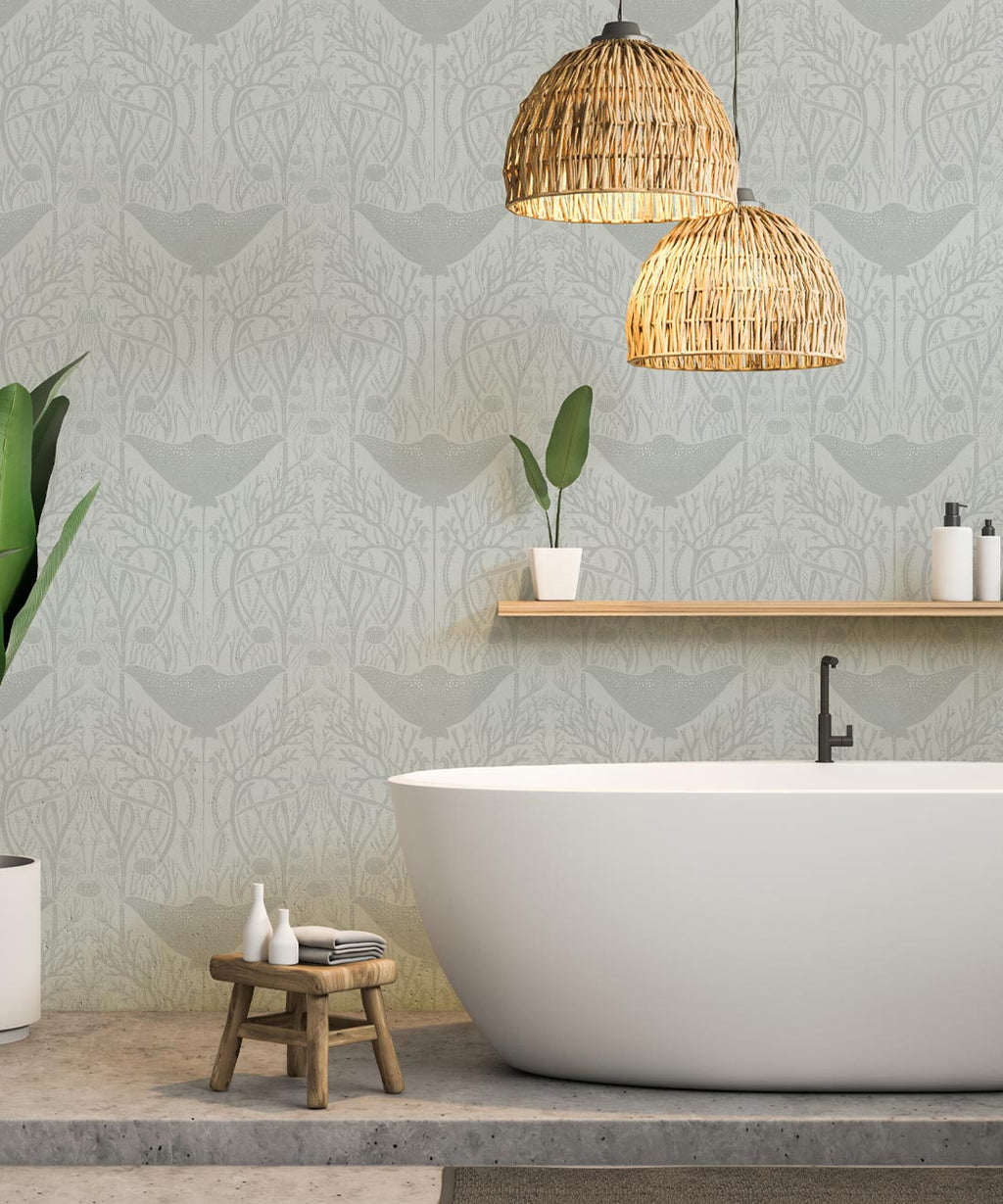 Manta Ray Wallpaper, Light Grey