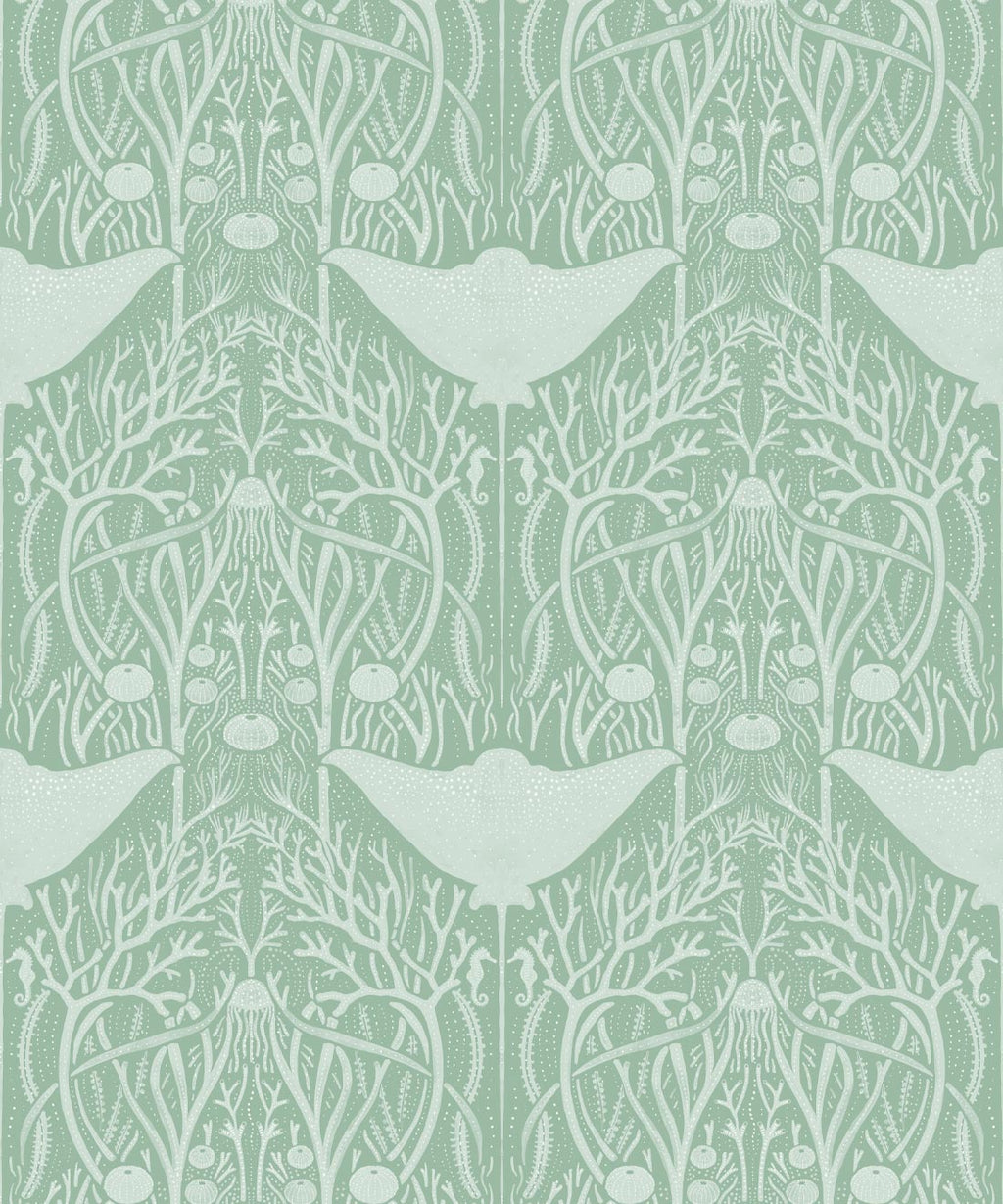 Manta Ray Wallpaper, Sea Green