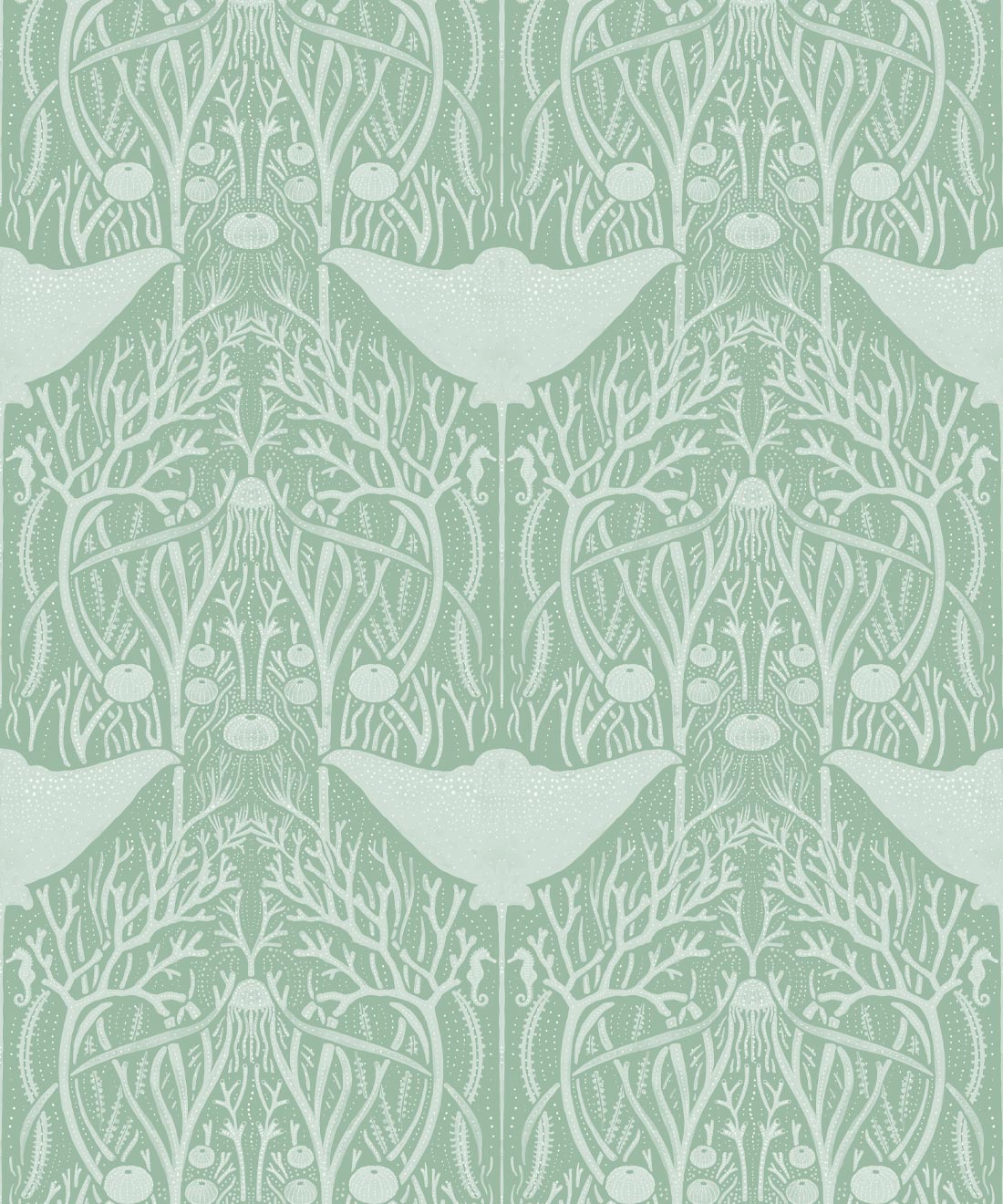 Manta Ray Wallpaper, Sea Green