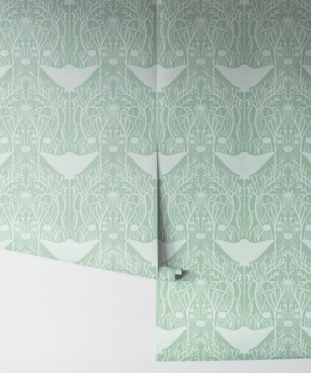 Manta Ray Wallpaper, Sea Green