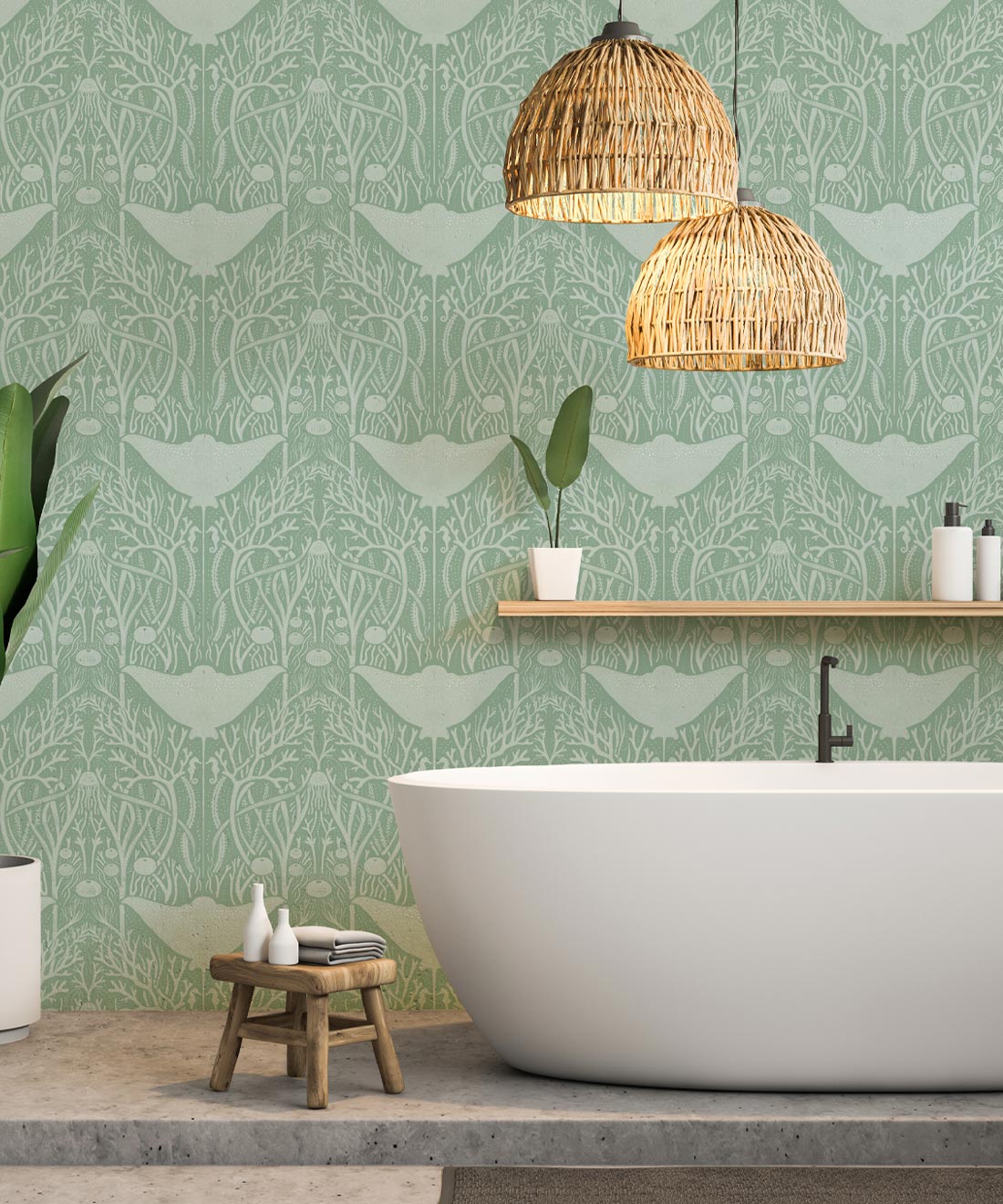 Manta Ray Wallpaper, Sea Green