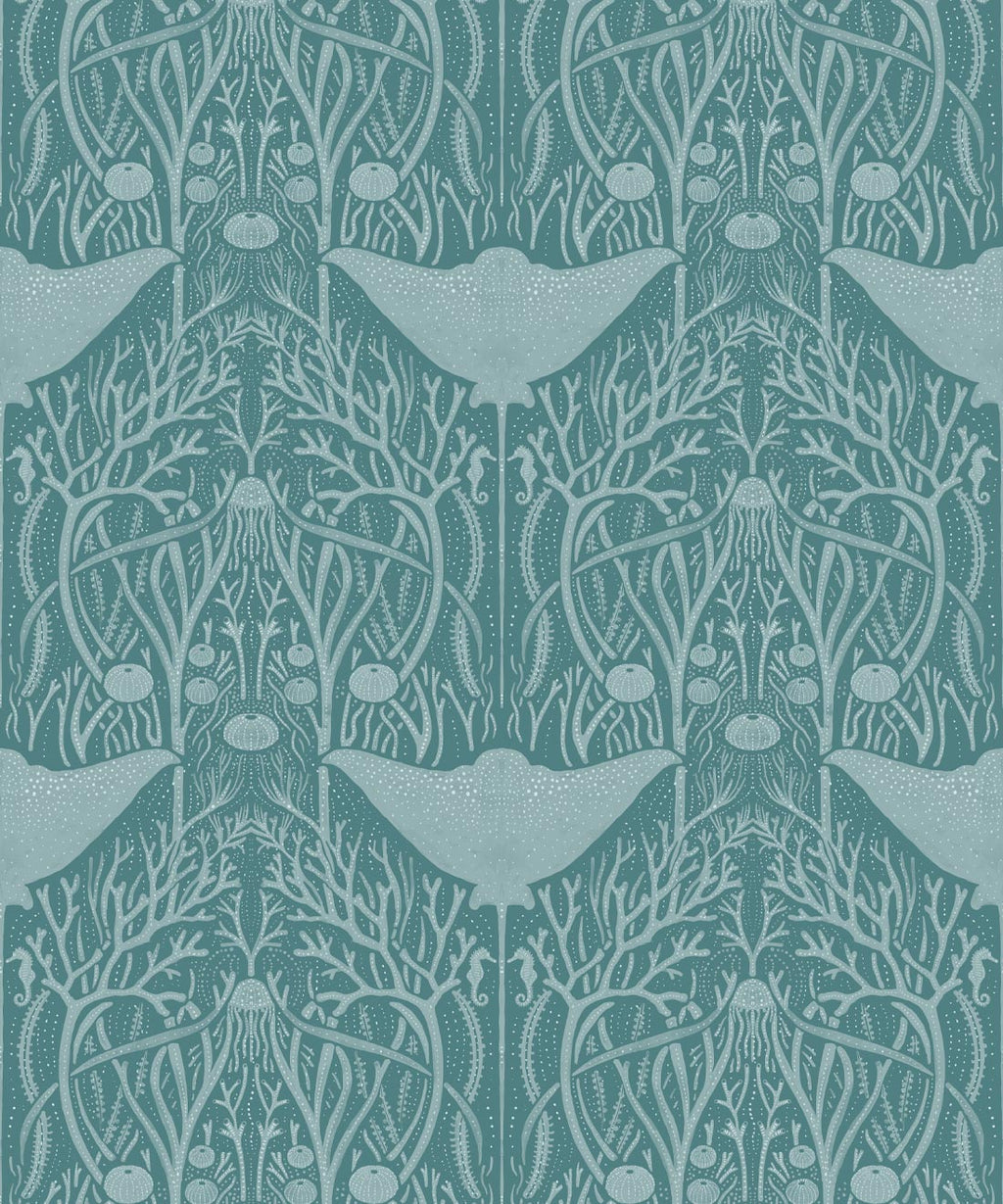 Manta Ray Wallpaper, Teal