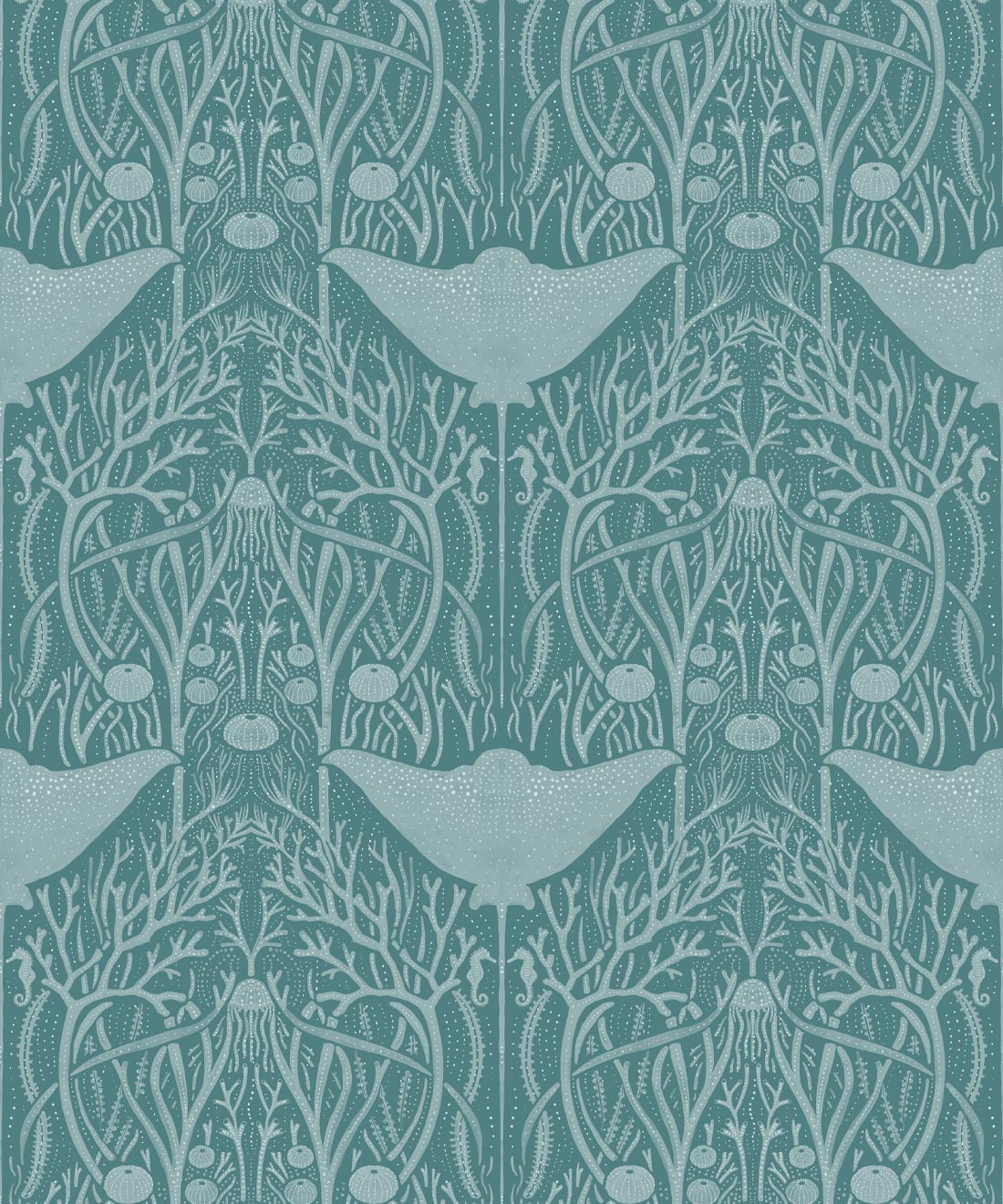 Manta Ray Wallpaper, Teal