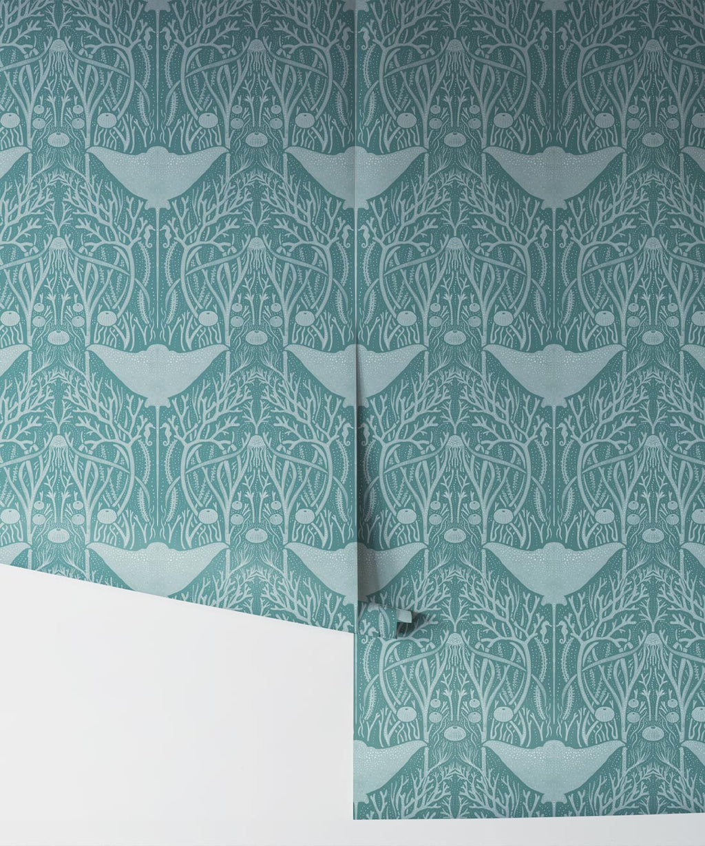 Manta Ray Wallpaper, Teal