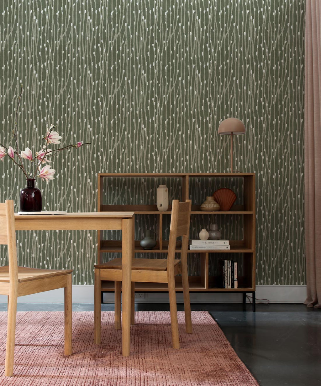 Pussy Willow Wallpaper, Evergreen