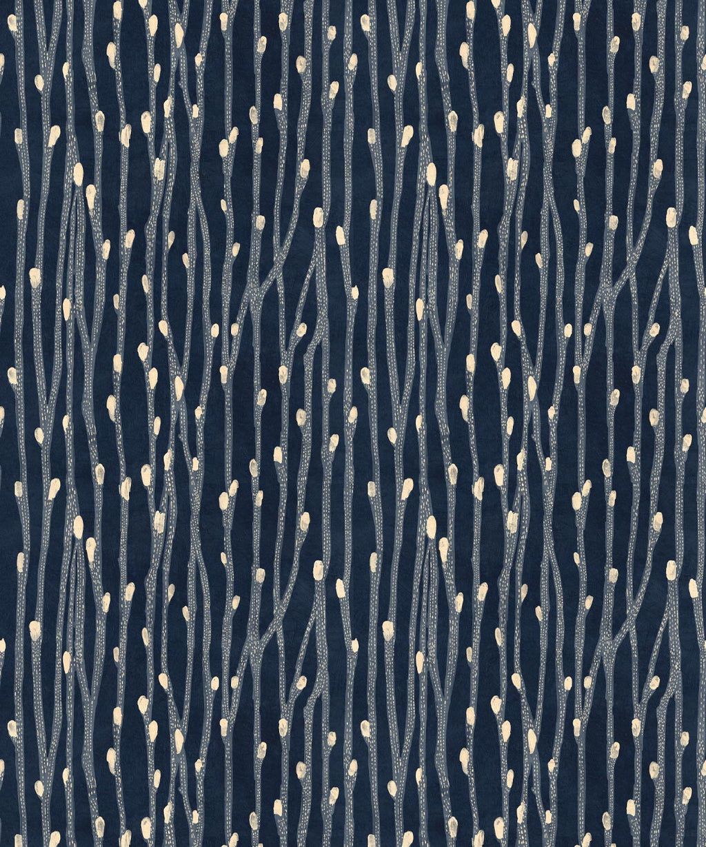 Pussy Willow Wallpaper, Indigo