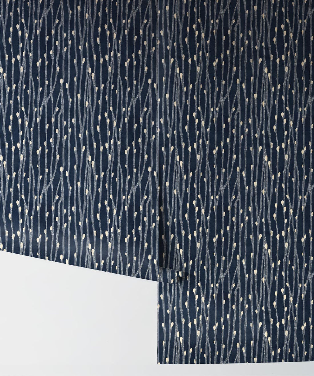 Pussy Willow Wallpaper, Indigo
