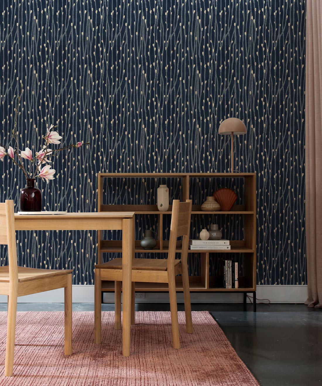 Pussy Willow Wallpaper, Indigo