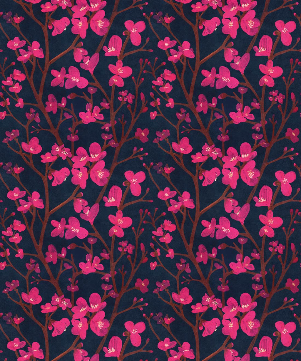 Quince Wallpaper, Navy