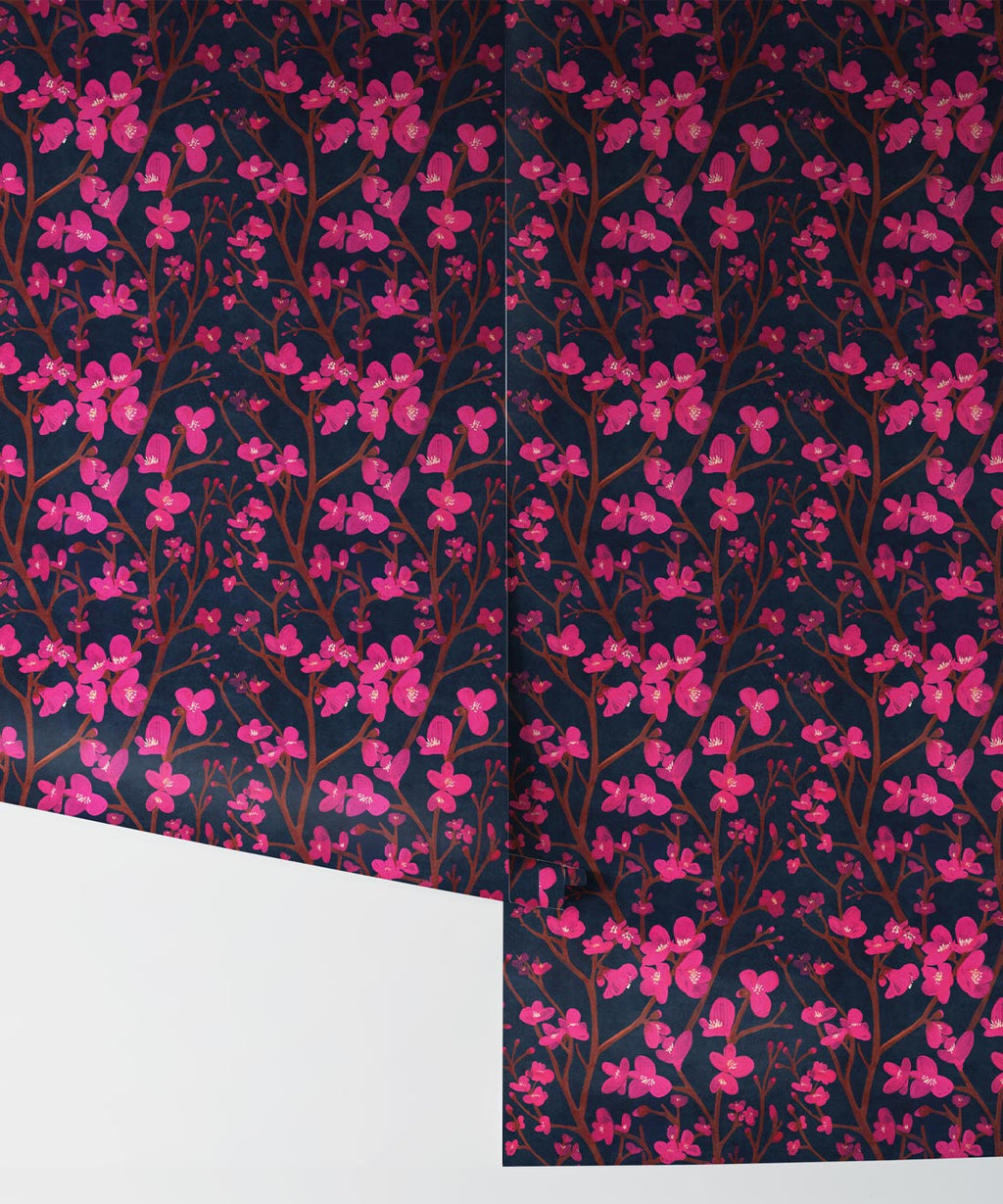 Quince Wallpaper, Navy
