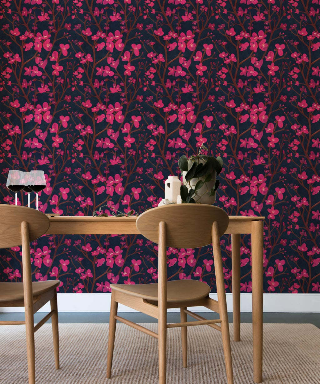 Quince Wallpaper, Navy