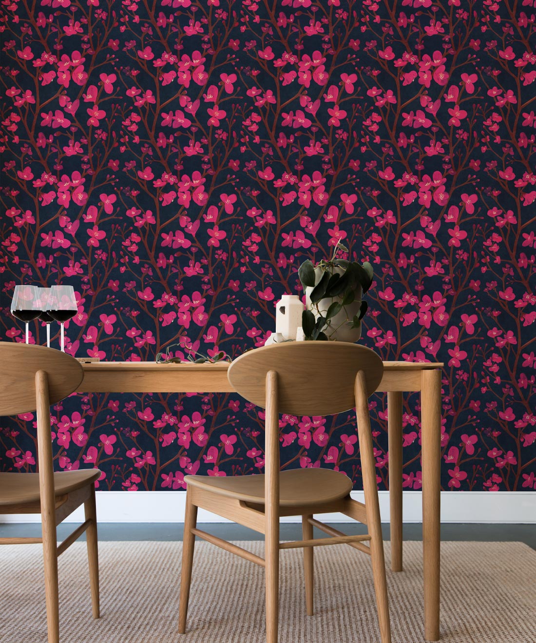 Quince Wallpaper, Navy